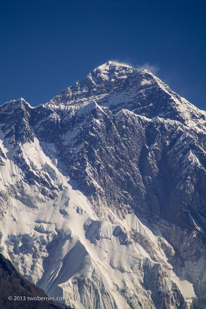 Telephoto shot of Everest from Namche Bazaar