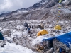 Trekkers making their way through Everest Base Camp