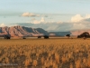 Looking back to the mountains as the sun sets