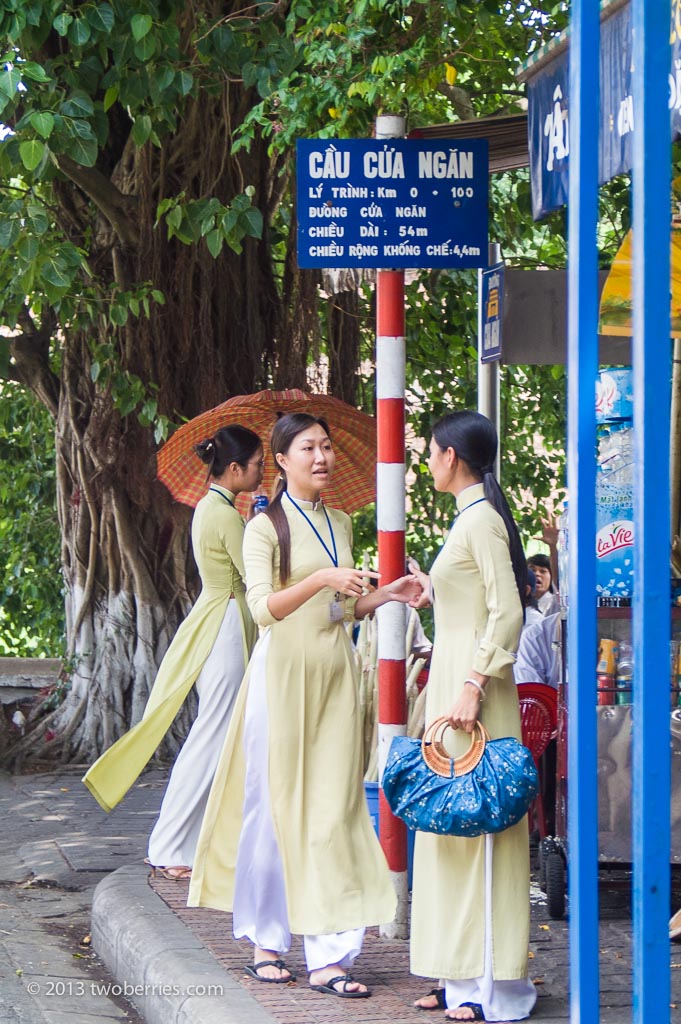 Girls wearing the tradional Ao Dai